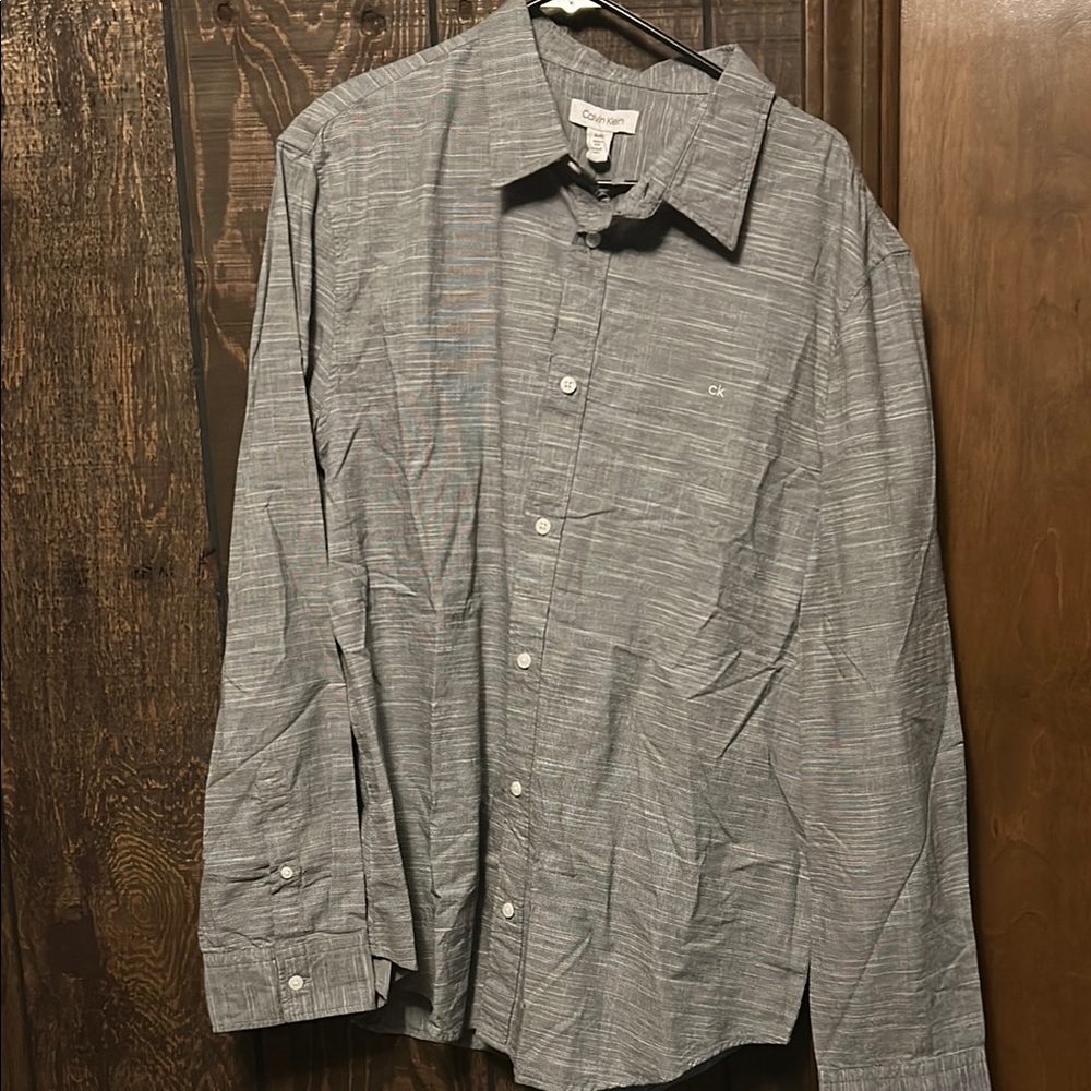 Calvin Klein Gray Casual Button Down Shirt Relaxed Fit